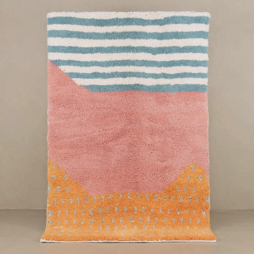 Beni Ouarain rug with traditional colorful patterns, handcrafted, 1.5/2.5 m – Alessi, vloerkleden en tapijten, Wool