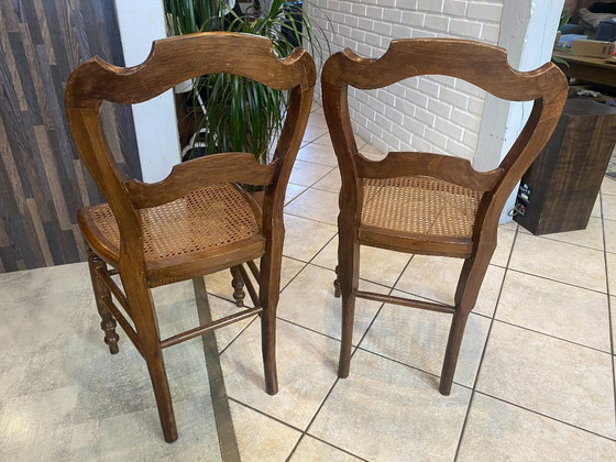 Image 1 of Coppia N2 di sedie antiche in canna e legno del 1900