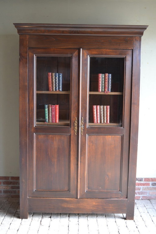 Libreria antica in rovere, vetrina.