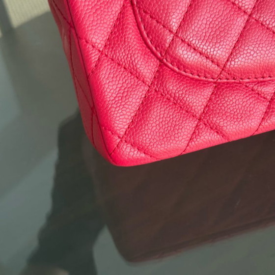 Image 1 of Borsa Chanel Classic Flap Jumbo - Caviar 30CM Single Flap Trapuntata Rosa Rosso Hardware Argento Serie 12