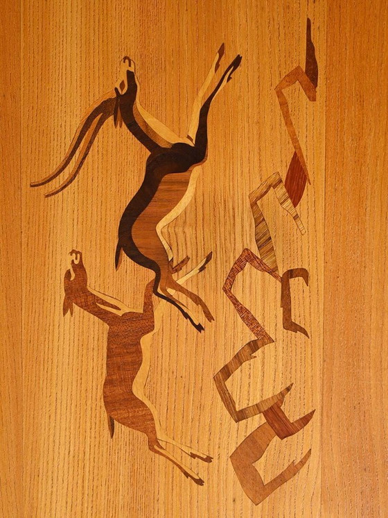 Image 1 of Tavolo vintage scandinavo in betulla con intarsio