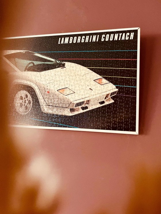 Image 1 of Puzzle vintage della Lamborghini Countach degli anni '80 in cornice