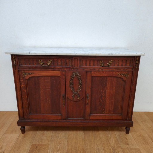 Vintage antique dresser chest of drawers bathroom furniture with marble top