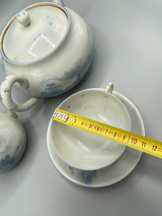 Japans porseleinen theeservies – Blauw en wit landschap – Dai Nippon Meiji-periode – Decoratieve objecten (photo 10 of 10)