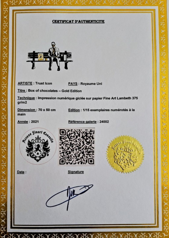 Image 1 of Icono de confianza - Caja de bombones Edición Oro - Litografía enmarcada del artista