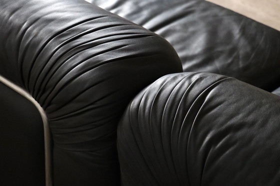 Image 1 of Divano componibile in pelle nera di Rodolfo Bonetto per Tecnosalotto, anni '60