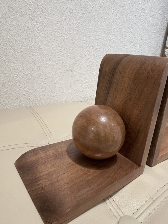 Vintage houten boekensteunen met houten bollen – set van 2 – Decoratieve objecten, Wood (photo 2 of 10)