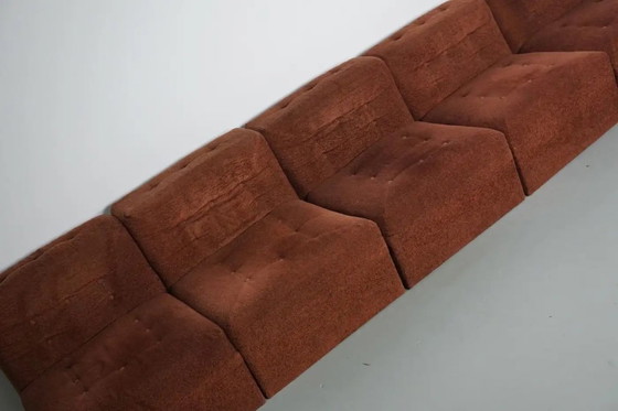 Image 1 of Vintage brown bouclé modular sofa, 1970s, 5 elements