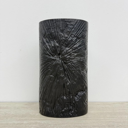 Martin Freyer Rosenthal Studio-Line Porcelana Bizcocho Noire Jarrón de Relieve Op-Art, años 70
