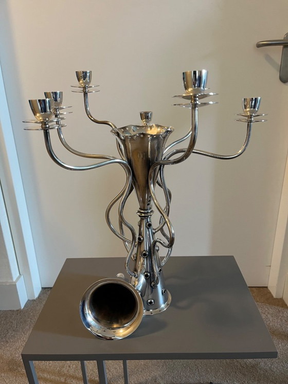 Image 1 of Zilveren kandelaar van Driade, model Borek Sipek