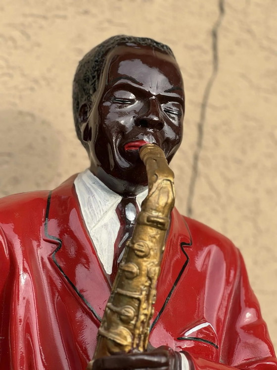 Vintage Large black American jazz figurine – Sculptures, Plastique, Mid Century Modern (photo 4 of 9)