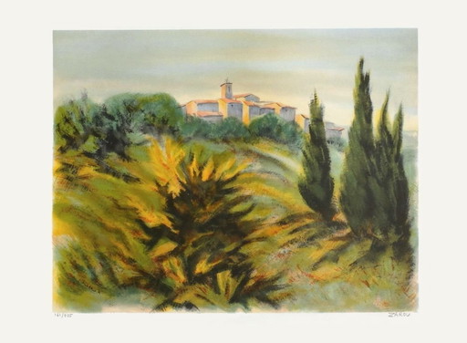 ZAROU Lorgues Signed lithograph 1980