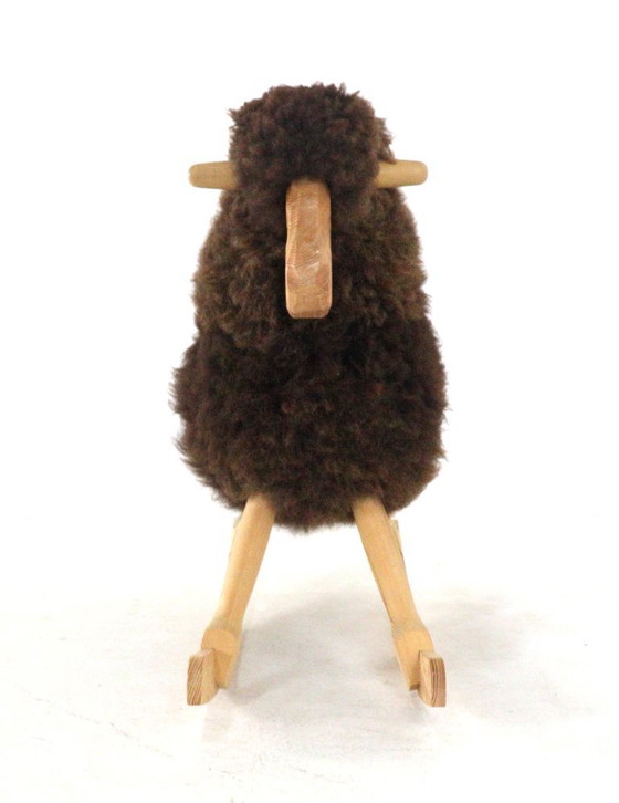 Image 1 of Pvol Kjer mouton à bascule danois vintage en véritable laine de mouton