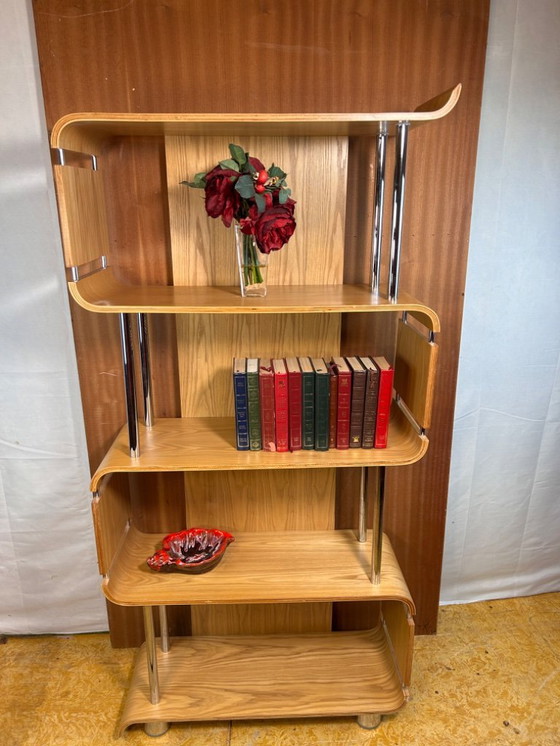 Image 1 of Oak “The Wave” Bookcase – Sculptural Design Statement Modern Design Piece Vintage