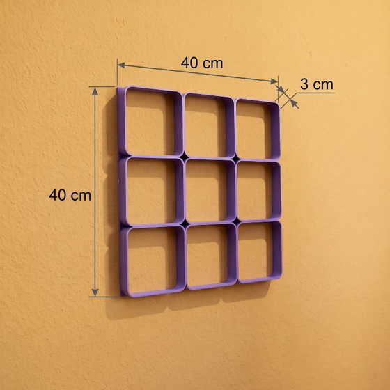 Set de 4 Panneaux Muraux Modulaires en Plastique Violet Space Age, années 70 | Panneau Mural 3D | (photo 4 of 11)