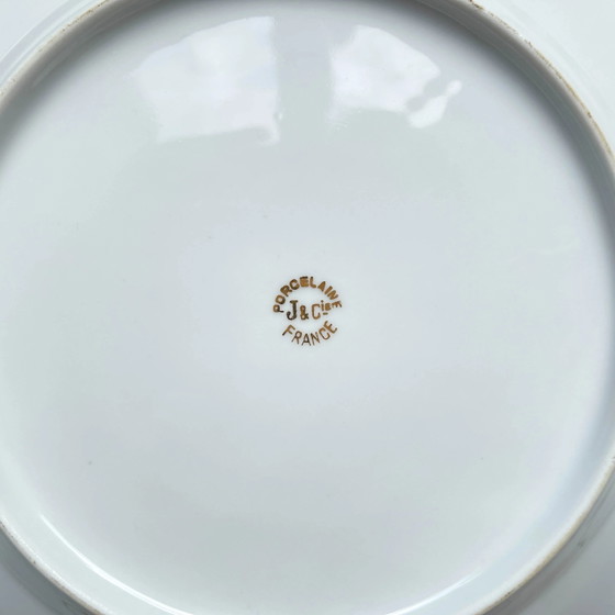 6 J&Ciem France 1950 Witte vergulde florale porseleinen dinerborden – Servies, Porcelain (photo 6 of 9)