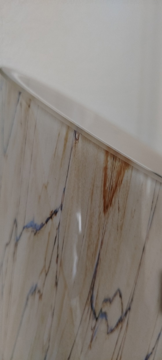 Image 1 of Monumental Makora Krosno Floor Vase – 100cm – 'Tiger Swirl' & Cobalt