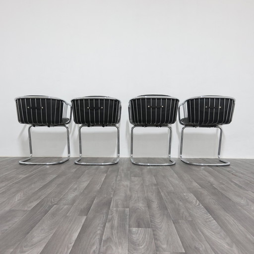 Ensemble de 4 fauteuils en acier Gastone Rinaldi, design années 1970, antiquités modernes