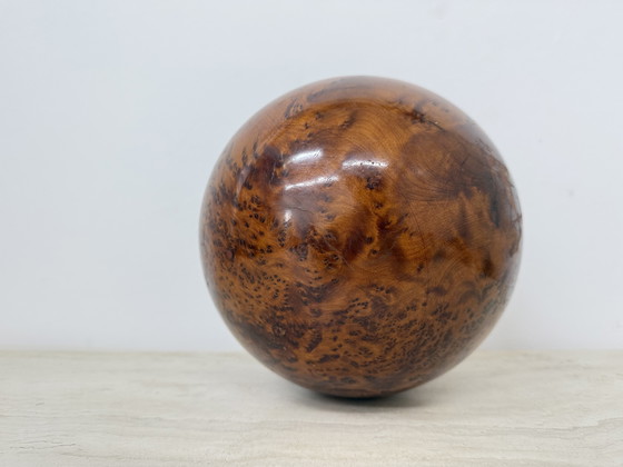Image 1 of Large antique burl wood ball decorative wooden ball