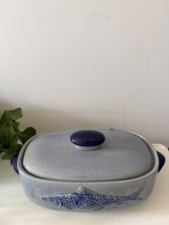 Image 1 of Danish ceramic oven dish fish relief