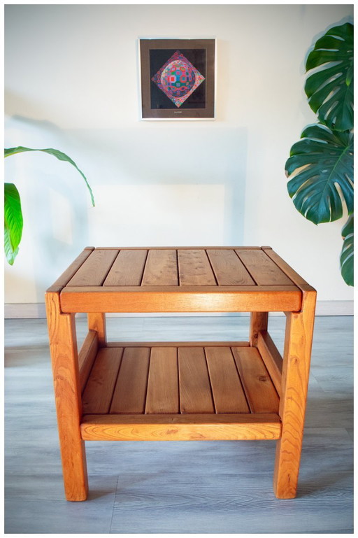 Beistelltisch aus massiver Ulme, Roche Bobois, 1980