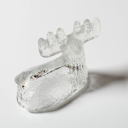 Vintage Pressed Glass Deer Figurine: Pavel Panek Design, Czech Bohemia