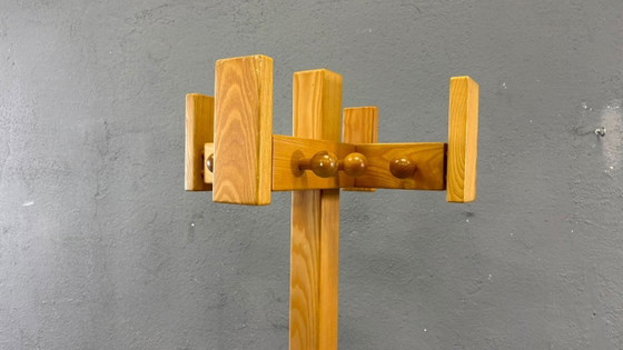 Image 1 of Freestanding Mid-Century Pine Coat Rack, Solid Wood, 1970s, Europe