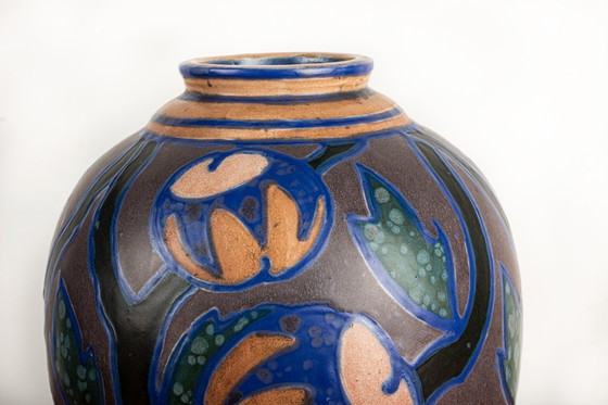 Image 1 of Vaso in ceramica multicolore, periodo Art-Nouveau, manifattura Revernay, 1910 circa.