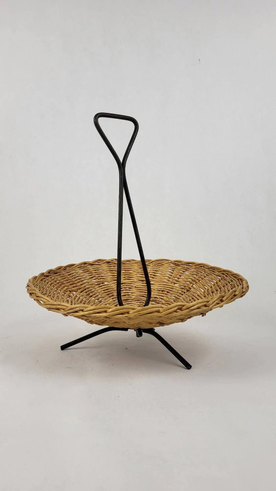 Vintage rattan and metal basket 1960's – Crockery, Wicker (photo 2 of 7)