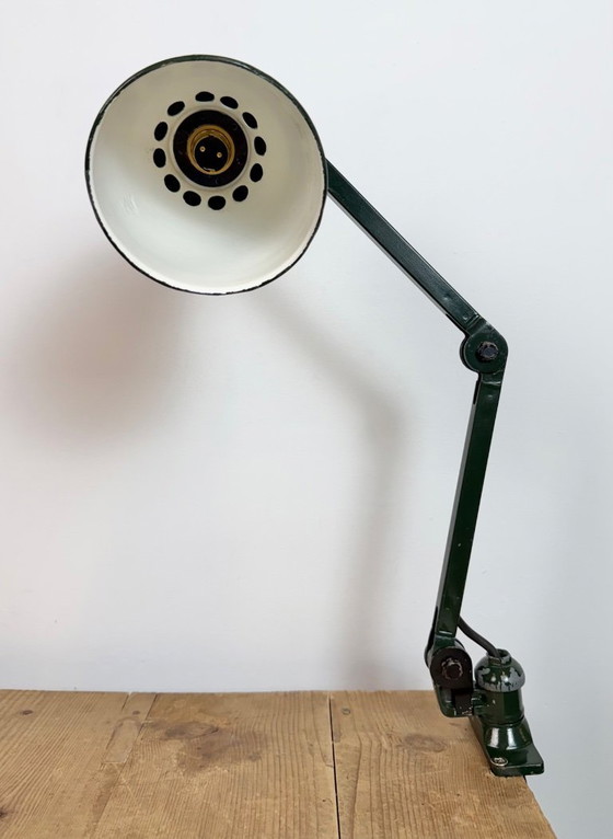 Image 1 of Industrial Green Enamel Adjustable Table Lamp, 1960s