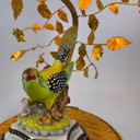 Mangani Italian porcelain bird lamp with gilded parts and original shade