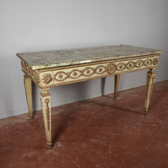 Louis XIV Lacquered Wood Console Writing Desk, 17th Century, Scagliola Top, Multi Color, Barok (photo 3 of 33)