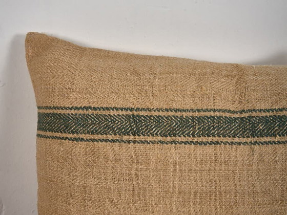 Cojín de lino antiguo a rayas verdes - Dimensiones: 50x50-2, Cojines, Rustic (foto 7 de 7)
