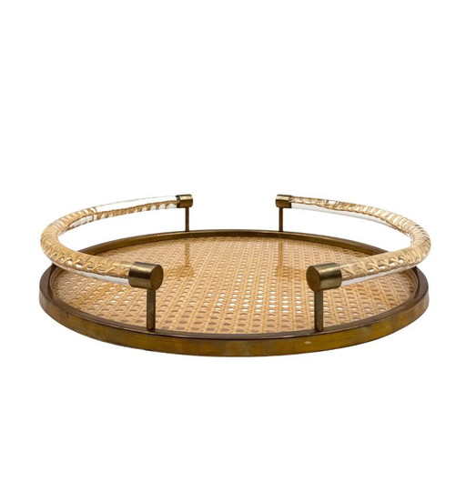 Hollywood regency luxury Vienna straw tray, Dior Home, France 1980