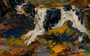 Impressionist Painting / 19th Century Style Autumnal Hunting Scene / (120x60 cm)