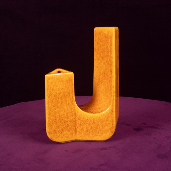 Sculptural Amber Ceramic Space Age Vase, Italy 1970 (photo 2 of 20)