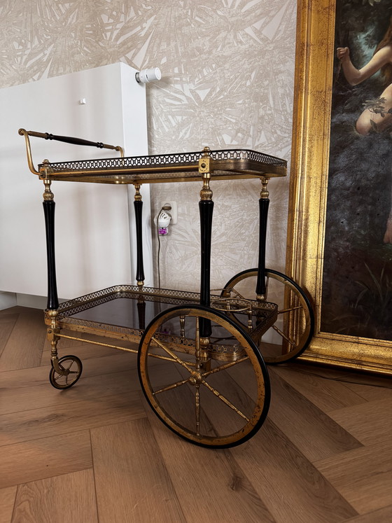 Image 1 of Drankentrolley / Serveerwagen Antiek Wood and Brass Empire