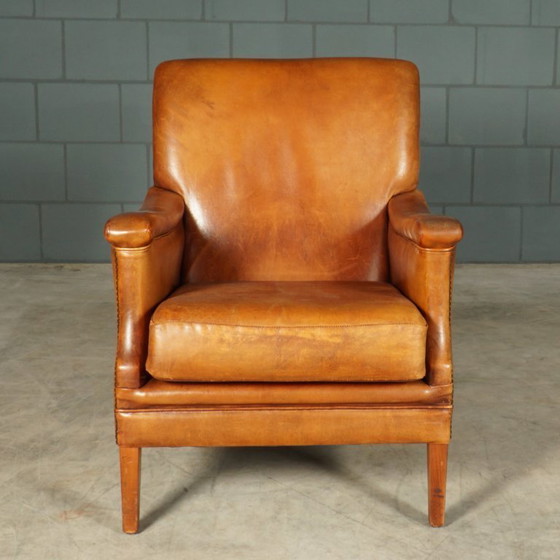 Image 1 of Vintage schaapsleren fauteuil – cognacbruin – Bendic International