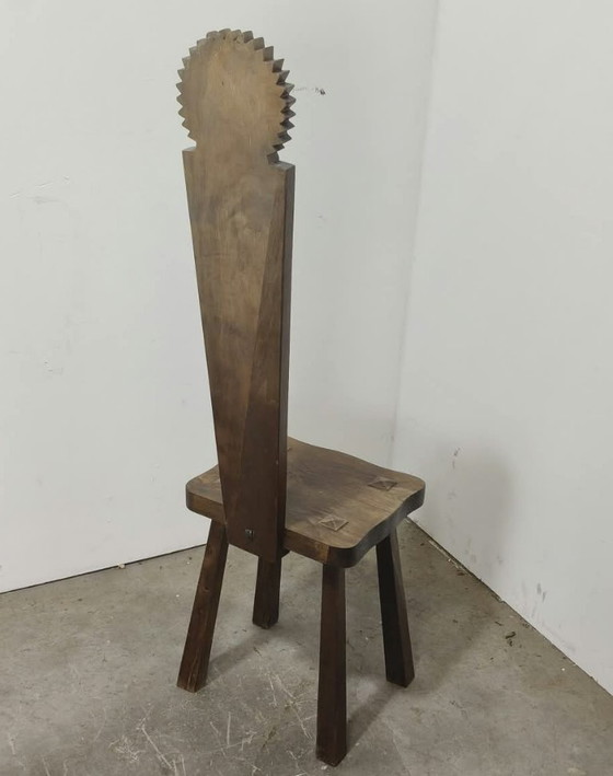 Brutalist Modern Sun Sculptured Chair, 50s – Stools, Wood, Vintage (photo 4 of 5)