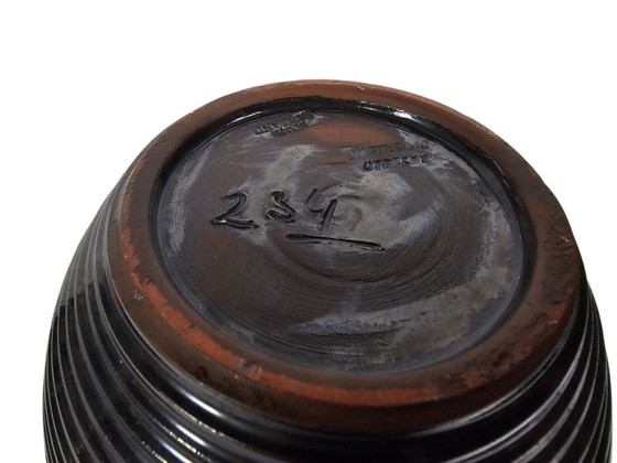 Image 1 of Nagtegaal Utrecht - design Ambrosius Nagtegaal - ribbed vase - model 234 - black - 1955/60