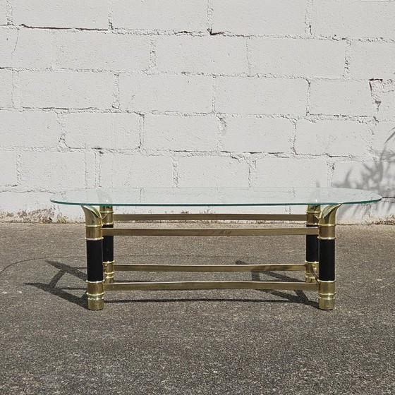 Image 1 of Italian Faux Tusk Glass Coffee Table Tommaso Barbi Style 80s