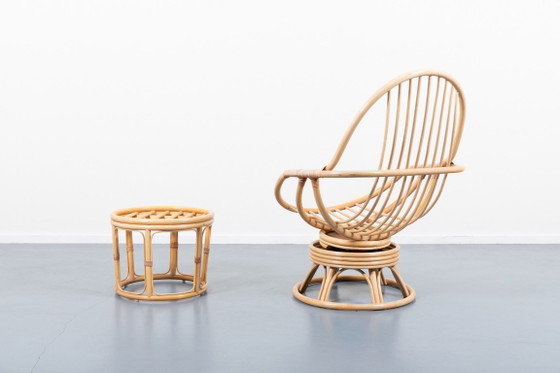 Image 1 of Fauteuil lounge vintage en bambou