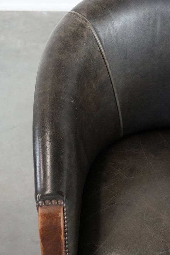 Image 1 of Sedia a vasca/sedia laterale in pelle di mucca e legno con una combinazione di colori bella e robusta