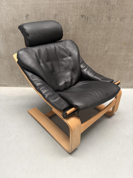 2x Swedish Kroken Armchair Åke Fribyter Nelo Möbel 1970s – fauteuils, Wood, Leather