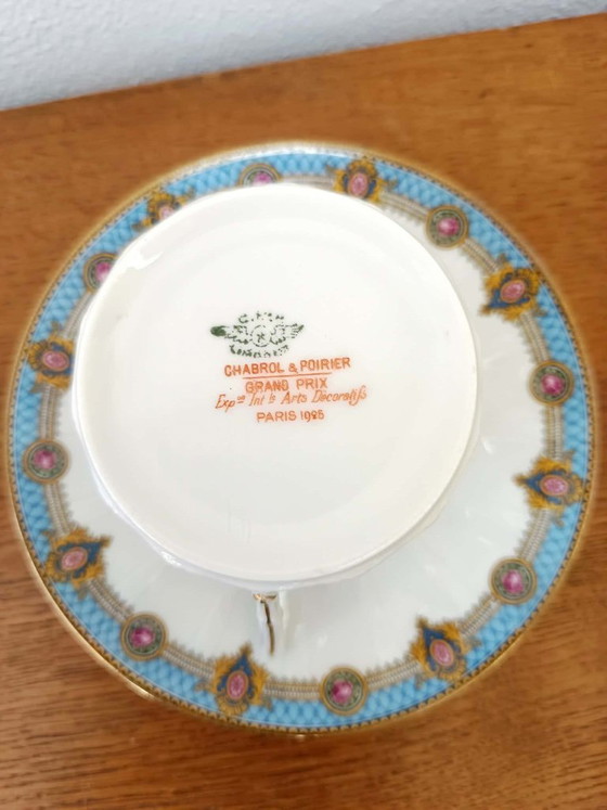 Image 1 of 7x tasses à café Limoges Chabrol & Poirier 1925 art déco 