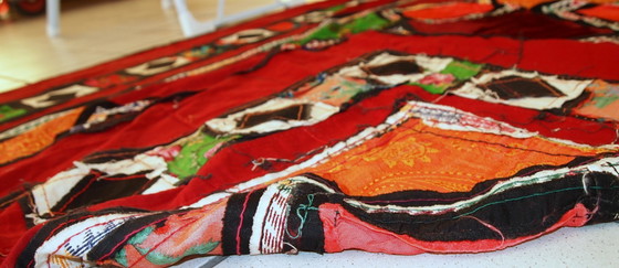 Image 1 of Handmade Vintage Uzbek Suzani Patchwork Kilim 4.3' x 7.5' (129cm x 227cm), 1960s - 1C46