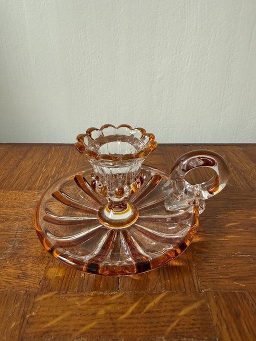 Bohemian Crystal Glass Hand Candlestick – Vintage Charm