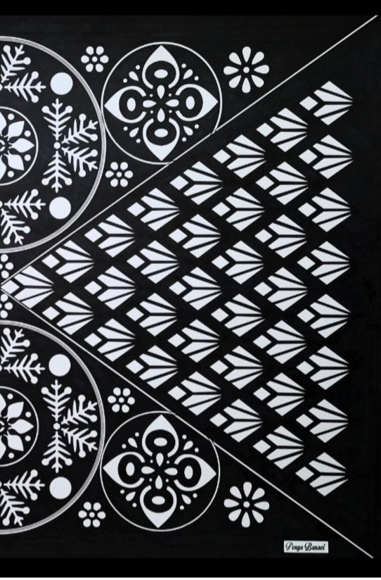 Image 1 of Origineel geometrisch inktkunstwerk – zwart-wit | Ingelijst en gesigneerd