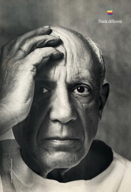 Affiche Apple 1997, Think Different, Picasso, Gandhi, Einstein, Hitchcock
