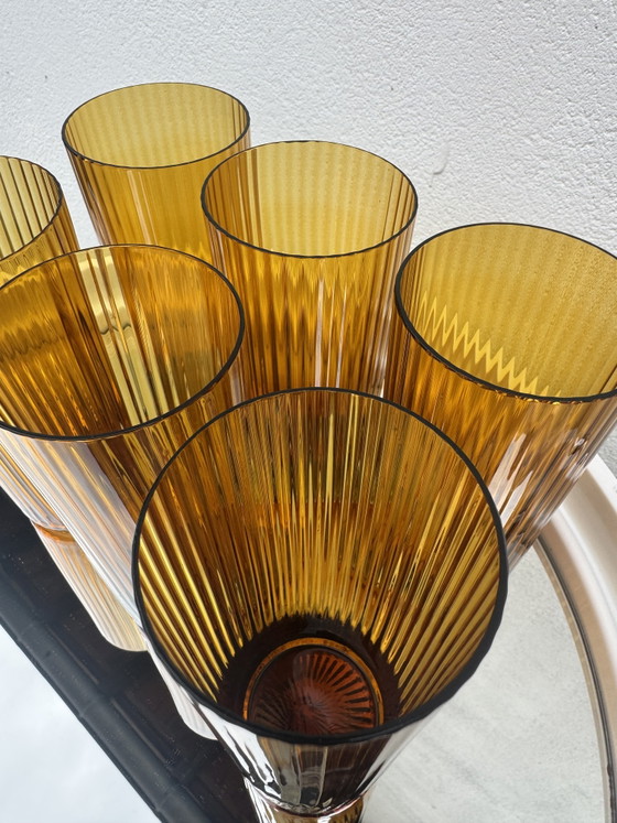 Image 1 of Amber hand-blown glasses from the 1960s